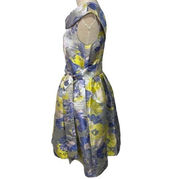 Alex Marie Yellow and Purple Floral Brocade Formal Dress Size 6 Wedding Guest - Picture 3 of 8